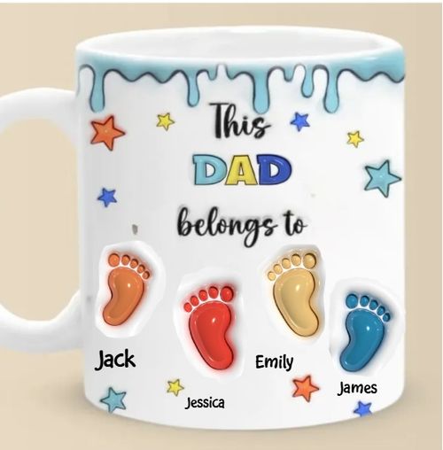 Little Hands, Big Love - Family Personalized Custom 3D Inflated Effect Printed Mug - Father's Day, Gift For Dad, Grandpa
