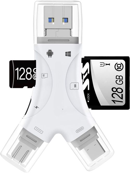 sd card reader for apple android iphone computer camera, 4 in 1 micro sd card reader tracking camera viewer