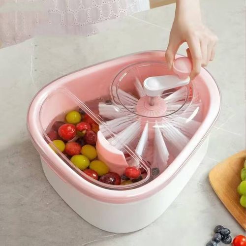 Fruit and vegetable washing machine fruit washing spinner device vegetable washing device with spinning scrubber brush