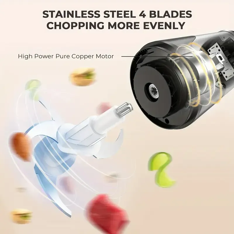 Powerful Electric Food Processor Kitchen Food Chopper Blender Meat Grinder Mixer, 300W Electric Meat Grinder Food Chopper, Kitchen Cutter For Vegetable, Onion, Garlic, Meat, Nuts, And Youngsters Food