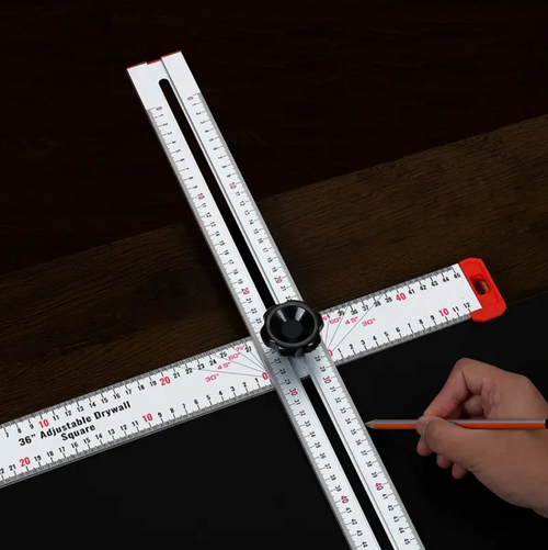 T-shaped Adjustable Angle Ruler: 90cm aluminum alloy ruler, a precision tool for woodworking and decoration. With a T-shaped structure and multi-angle adjustment, it can precisely control to the millimeter level. It is shock-resistant, wear-resistant, and does not cause fatigue when held for a long time. From mortise and tenon to ceiling installation, it helps achieve zero error in craftsmanship and is a reliable partner for artisans to create exquisite works.