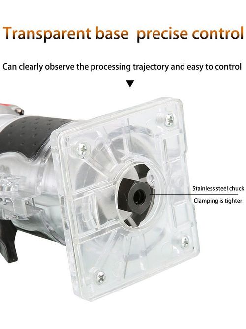 This electric trimmer for woodworking can be used for wood grooving, DIY trimming, arcing, and artistic carving. It's a versatile tool for woodworking and home improvement. Its transparent base provides precise visibility. Multiple speed settings adapt to different materials. The high-strength, durable milling cutter allows you to easily create exquisite woodworking projects and personalized home decor.