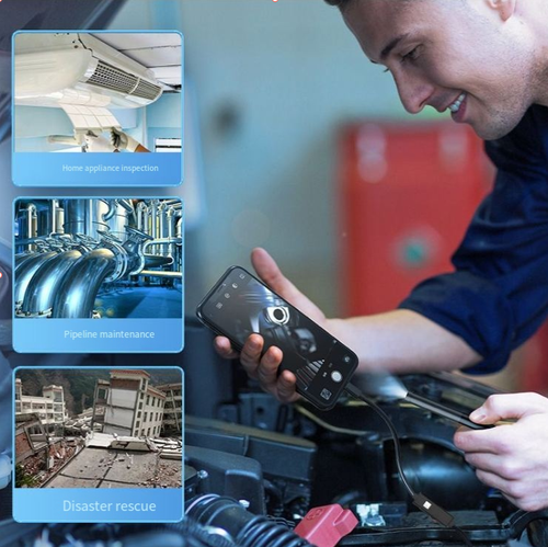 This endoscope is extremely practical! It can be connected to a mobile phone, can penetrate into narrow and concealed areas for inspection, and is also waterproof. Whether it's checking for pipe blockages or inspecting the internal conditions of equipment like car engines, it can handle everything with ease. It's a great helper for maintenance and testing!