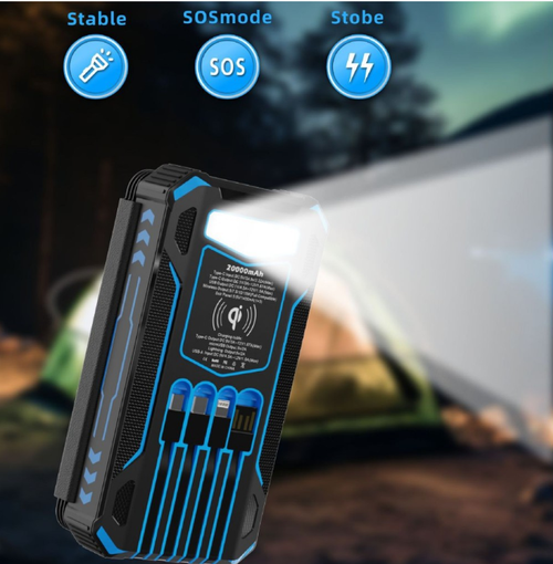 Foldable solar wireless charging battery, dual guarantees of solar power and traditional charging, supports wireless fast charging, with 7 output ports capable of charging 7 devices simultaneously. Foldable and portable, durable and sturdy, it also comes with dual LED emergency lights and SOS warning. It is an all-round power backup for business trips, camping, and group outings.