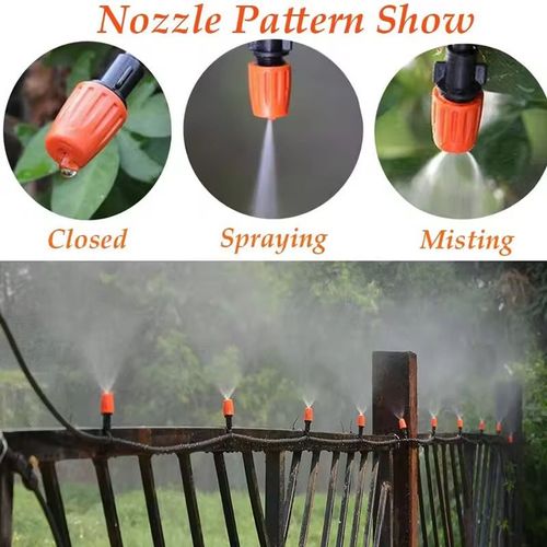 Irrigation timer + 10-meter hose kit, with rain sensor, automatically stops watering when it rains, and allows for precise watering at multiple times. The 10-meter hose covers the garden without any blind spots. The multi-mode nozzles are suitable for watering flowers, cooling down, etc. The installation is simple, making it a convenient helper for smart garden irrigation.