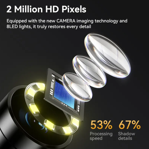 5-meter line High-definition screen-equipped industrial endoscope, 2.4-inch screen + 2 million pixels, 3.5cm macro lens, 5-meter waterproof line capable of penetrating narrow spaces, intelligent light adjustment, accurately detecting internal faults of equipment, making maintenance efficient and worry-free.