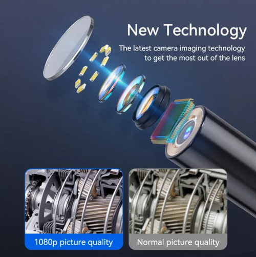 5-meter line High-definition screen-equipped industrial endoscope, 2.4-inch screen + 2 million pixels, 3.5cm macro lens, 5-meter waterproof line capable of penetrating narrow spaces, intelligent light adjustment, accurately detecting internal faults of equipment, making maintenance efficient and worry-free.