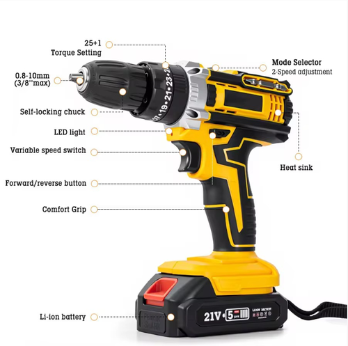 This all-in-one tool kit includes a tape measure, screwdriver, pliers, etc. The core dual-speed lithium battery drill can adjust the speed flexibly, has long battery life and a comfortable grip. It is suitable for various scenarios such as home repairs, furniture assembly, DIY creations, etc. The storage is scientific, allowing you to easily become a skilled artisan.