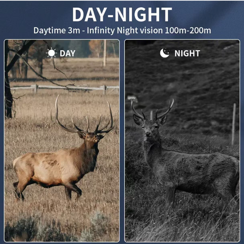 This high-definition night vision device features 7 levels of infrared enhancement. It can provide clear observation within 200 meters in complete darkness. It supports both day and night modes. It comes with a 3-inch high-definition screen and a 6x zoom function. It has a long battery life of 2000mAh and a portable design. It is suitable for outdoor exploration, animal observation, and security monitoring. Explore day and night with ease!
