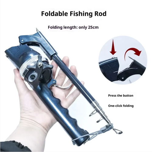 This folding fishing rod can be folded for easy portability. It is made of high-strength carbon fiber with a durable structure, suitable for sea fishing. The built-in reel allows for smooth line release, and the non-slip grip is comfortable to hold for a long time without getting tired. It can be assembled in just a few seconds. The accompanying accessory package is complete with fishing gear, and you can start fishing in no time by just putting it in your pocket.