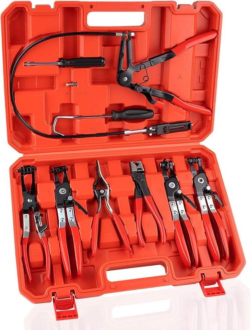 This 9-piece vehicle hose clamp tool kit is an essential tool for auto repair: it includes flat belt clamps, long-distance flexible clamps, etc., and is compatible with various pipe clamps. Made of high-carbon steel, it is durable and has a non-slip handle for ease of use. The custom storage box is easy to organize. When DIY car owners or auto repair technicians use it, the efficiency of pipe disassembly and assembly is doubled, making it convenient and professional.