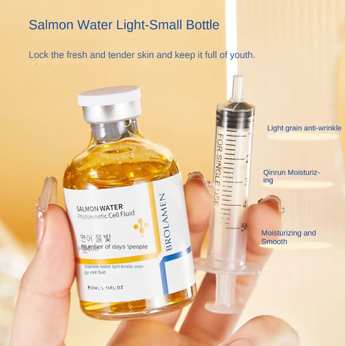 Royal Exclusive of the UK Salmon Moisture Kinetic Cell Anti-Wrinkle Serum. Order today and you'll receive 5 bottles. After applying it to your face, it will immediately melt and nourish fine lines, shrink pores, brighten tired skin, and give dry, oily or sensitive skin a fresh and moist glow instantly. It is portable and can be used for emergency skincare to stabilize your skin condition!