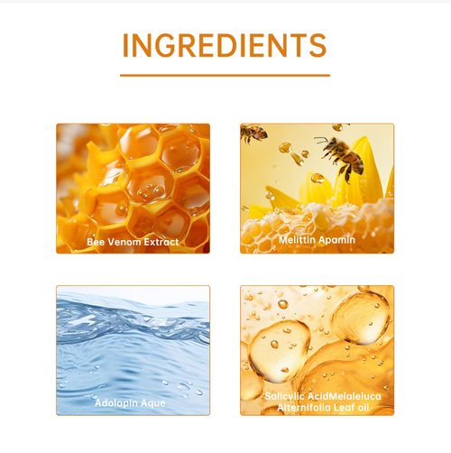 Tag Recede Bee Venom Treatment Spray, 20ML per bottle. Highly effective in removing various skin blemishes. Contains natural ingredients such as bee venom extract, safe and painless, without leaving scars. Place your order today and we will send you a total of 5 bottles. It can be used for about 3 months. Use it continuously to repair damage, deeply cleanse, and make the skin smooth again. Come and place your order now!