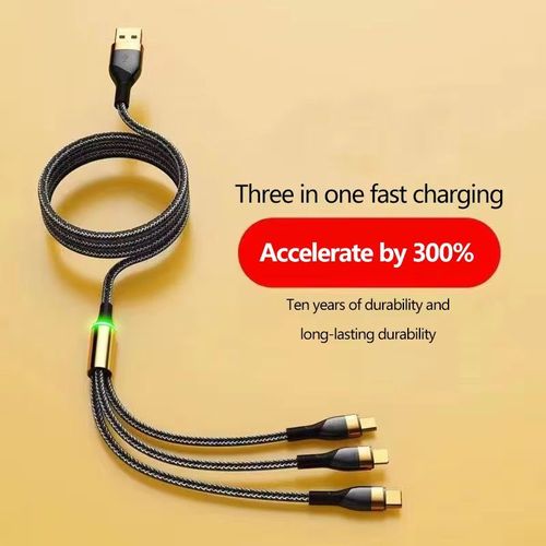 Today, we will ship 3 sets of three-in-one fast charging cables! With 100W ultra-fast charging, they are compatible with Type-C, Apple and Android connectors. The charging speed is increased by 300%. The thick braided design is durable and anti-tangling. The digital display screen ensures a more reliable power display. It can meet the charging needs of the entire family and easily achieve charging freedom!