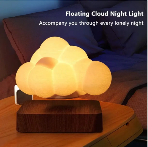 Magnetic levitation makes the clouds float on the wooden base, with a matte texture enveloping soft light. Touch control to switch between RGB colors, warm yellow for healing, and gradient for romance. The soft light is not dazzling, and it can be used as both a night light and a decorative piece. It fits well in bedrooms and desks. With a single charge, it has a long battery life. Bring the gentle touch of the clouds into your life. Hurry and place an order to bring it home!