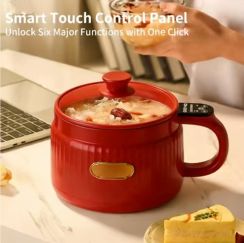 This small electric cooker is a versatile kitchen for one person: It has 6 functions that can be activated by intelligent touch control. It can be used for cooking porridge, noodles, and soup. It comes with a draining basket to separate the soup and noodles for easy cleaning. 0.5 - 24 hours reservation + 40 - 90℃ insulation. Its milky appearance is of high quality, adding a warm and cozy atmosphere to a solitary meal.