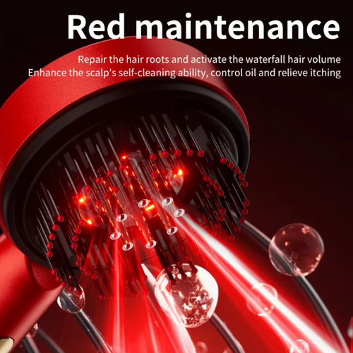 This red light scalp massager is a hair care savior: The liquid guiding ball precisely delivers the essence without waste. Red light nourishment + high-frequency vibration control oil secretion and hair loss prevention, strengthening the hair roots. It can be charged via Type-C port and is portable. It can be used on both dry and wet hair. You can enjoy a professional scalp SPA at home. It is suitable for both night owls and those with oily hair.