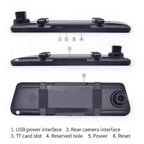 Full-screen streaming rearview mirror-style dashcam with 10-inch IPS high-definition touchscreen. Dual lenses for simultaneous recording in 1080P. Night vision enhancement technology with a 170° wide-angle view to eliminate blind spots. Automatic rearview image switching. 24-hour parking monitoring. Continuous recording without occupying memory. Waterproof, fog-proof, and dust-proof. Ensuring safety for every journey.