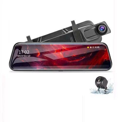 Full-screen streaming rearview mirror-style dashcam with 10-inch IPS high-definition touchscreen. Dual lenses for simultaneous recording in 1080P. Night vision enhancement technology with a 170° wide-angle view to eliminate blind spots. Automatic rearview image switching. 24-hour parking monitoring. Continuous recording without occupying memory. Waterproof, fog-proof, and dust-proof. Ensuring safety for every journey.