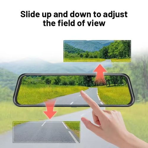 Full-screen streaming rearview mirror-style dashcam with 10-inch IPS high-definition touchscreen. Dual lenses for simultaneous recording in 1080P. Night vision enhancement technology with a 170° wide-angle view to eliminate blind spots. Automatic rearview image switching. 24-hour parking monitoring. Continuous recording without occupying memory. Waterproof, fog-proof, and dust-proof. Ensuring safety for every journey.