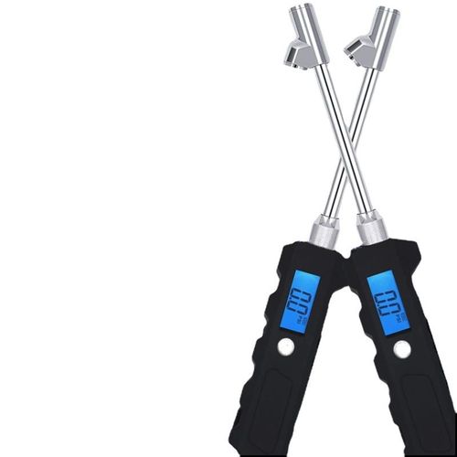 Professional automotive repair-grade long-rod digital tire pressure gauge with 360° rotatable probe, precisely adapted to the valve stems of both inner and outer tires of heavy-duty trucks. Equipped with LED lighting and high-definition backlit digital screen. Anti-drop and anti-slip portable design. Universal for all vehicle types (cars, motorcycles, bicycles). High-precision tire pressure detection tool.