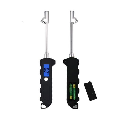Professional automotive repair-grade long-rod digital tire pressure gauge with 360° rotatable probe, precisely adapted to the valve stems of both inner and outer tires of heavy-duty trucks. Equipped with LED lighting and high-definition backlit digital screen. Anti-drop and anti-slip portable design. Universal for all vehicle types (cars, motorcycles, bicycles). High-precision tire pressure detection tool.