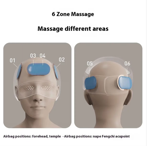 Head and Eye Integrated Massager: Six-zone airbags simulate the techniques of a master masseur, graphene provides three heat settings to relieve the eye area, with a visible hole design allowing you to continue watching your favorite shows without interruption. Four modes with digital display and remote control make it easy to operate. It has a 2000mAh battery for long-lasting power, allowing you to recharge your brain anytime and anywhere.