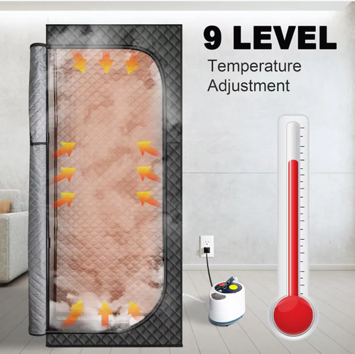 Portable folding sauna room, with a three-layer temperature-locking structure that heats up quickly and retains heat for a long time. It features an openable and breathable window and a double zipper design for comfort. It comes with folding chairs for comfortable sitting and lying. It can be folded and stored without taking up much space, ensuring privacy and hygiene. It is easy to operate and allows you to get rid of fatigue and dampness at home.