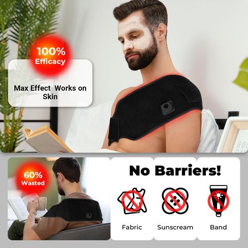 Professional-grade Red Light Therapy Belt, featuring 660nm Red Light and 850nm Near-Infrared Light Therapy, with 5 adjustable intensity levels and 10Hz Pulse Mode. Comes with 30,000 bends, a durable wearable flexible wrap, direct skin contact for 100% efficacy, no interference from fabric sunscreen barrier. Targets back, shoulder, knee joint pain relief, improves blood circulation. Accelerates Muscle Recovery & Enhances Skin Health, Portable for Home, Office, or On-the-Go Use