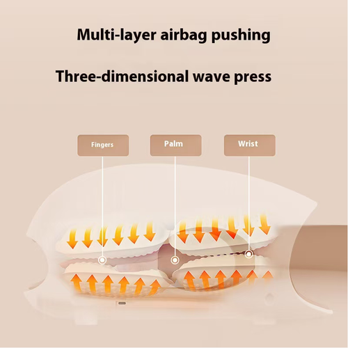 This electric hand heating airbag massage device features double-layer high-elastic airbags that press each finger separately. It is equipped with a 42℃ constant-temperature heat therapy function, which deeply relaxes the hand muscles. It has multiple adjustment modes and a 15-minute intelligent timer. It is also highly portable and has a long battery life. It is an ideal choice for keyboard users and elderly people for their gentle care.