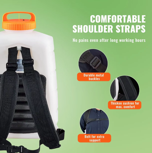 High-pressure intelligent backpack sprayer, equipped with a 12V 8Ah lithium battery, can work continuously for 4-6 hours after one charge. It has adjustable pressure ranging from 0 to 90 PSI. It comes with 8 types of nozzles, a 4-gallon large-capacity body, a wide-mouth design for easy filling, and a thick shoulder strap for comfortable carrying. It is suitable for various scenarios such as gardening, farming, and epidemic prevention.