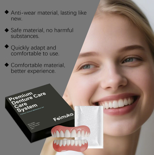 Order today and you will receive 2 sets of dental cosmetic safety-certified non-toxic, firm and naturally fitting false teeth kits. The teeth have a clear and natural color, and the gums and skin color are perfectly matched. They fully comply with the principles of oral ergonomics. The wearing is stable and comfortable. Combined with professional care accessories, it is easy to clean and can be easily replaced for a new smile.