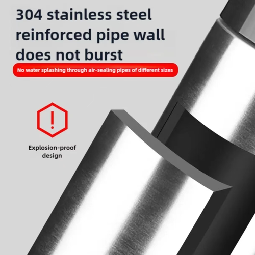 This 304 stainless steel pipe unclogging tool adopts high-pressure gas explosion technology. It can break through the blockage with one blast and is suitable for various scenarios such as toilets and floor drains. The thickened explosion-proof pipe wall is combined with a pressure gauge for precise pressure control. The operation is safe and splash-proof. It can be hung and stored neatly, making it an excellent helper for household unclogging.