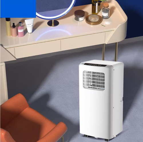 This portable single-unit air conditioner with both cooling and heating functions can be used directly after plugging in. It has a 1500W cooling capacity and is suitable for spaces ranging from 0 to 10 square meters. The biomimetic whale-shaped air duct enhances the air circulation and penetration power. The bottom casters allow for easy movement. Its compact design doesn't take up much space, making it an ideal choice for renters and those with small apartments.