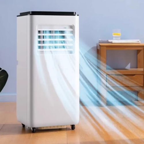 This portable single-unit air conditioner with both cooling and heating functions can be used directly after plugging in. It has a 1500W cooling capacity and is suitable for spaces ranging from 0 to 10 square meters. The biomimetic whale-shaped air duct enhances the air circulation and penetration power. The bottom casters allow for easy movement. Its compact design doesn't take up much space, making it an ideal choice for renters and those with small apartments.