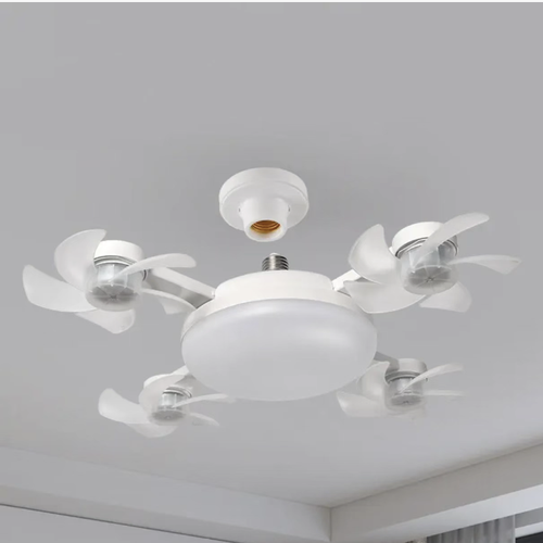 This Nordic minimalist drone fan lamp features an E27 screw design, with the lamp and fan integrated. It has four independent air outlets and operates silently without disturbing sleep. The three-color eye-friendly soft light can be adjusted, and it is equipped with an intelligent remote control. The installation is convenient, making it an ideal choice for cooling and lighting in bedrooms and dining rooms. Let every summer night be gentle and pleasant.