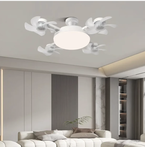 This Nordic minimalist drone fan lamp features an E27 screw design, with the lamp and fan integrated. It has four independent air outlets and operates silently without disturbing sleep. The three-color eye-friendly soft light can be adjusted, and it is equipped with an intelligent remote control. The installation is convenient, making it an ideal choice for cooling and lighting in bedrooms and dining rooms. Let every summer night be gentle and pleasant.