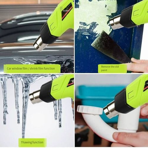 2000W High-power Industrial-grade Hot Air Gun with Two Adjustable Temperature Settings: 400℃ - 600℃. Suitable for Car Film Application, Removing Old Paint, Thawing Frozen Items, Heating and Shrinking Plastic Tubes, and Various DIY Home Improvement and Industrial Maintenance Tasks. Comes with Multiple Specifications of Replaceable Air Nozzles. Ideal for Home Use and DIY Projects, as well as Industrial Repair. Also suitable for Manual Production of High-temperature Heat Guns.