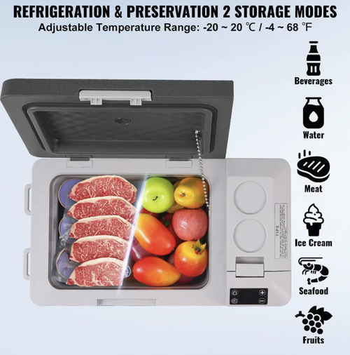 This 30L vehicle-to-home two-vehicle-mounted refrigerator is equipped with an efficient compressor. It can cool to -22℃ in just 1 hour and precisely maintains a stable temperature to preserve freshness. It supports both 12V and 24V vehicle and household power supplies, has built-in USB charging and internal lighting, and is suitable for various scenarios such as self-driving, camping, and home use. It is a new guarantee for freshness on the go.