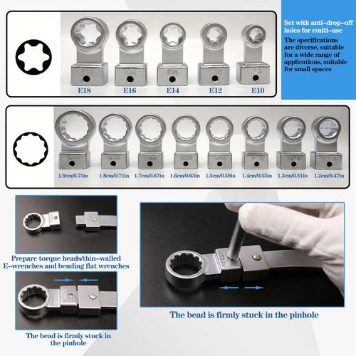 15-Piece Heavy-Duty Universal Serpentine Belt Tool Kit With Curved Extended Wrench & Multi-Angle Interchangeable Socket Heads For Most Cars SUVs And Light Trucks Professional Automotive Belt Tensioner Pulley Remover Installer Tool Set High-Strength Carbon Steel Anti-Rust Wear-Resistant Sturdy Construction For Narrow Engine Compartment Operation Easy To Use Labor-Saving Car Repair And Maintenance Accessory Tool