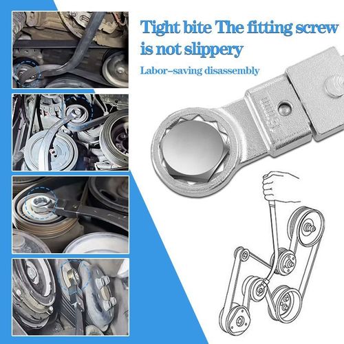 15-Piece Heavy-Duty Universal Serpentine Belt Tool Kit With Curved Extended Wrench & Multi-Angle Interchangeable Socket Heads For Most Cars SUVs And Light Trucks Professional Automotive Belt Tensioner Pulley Remover Installer Tool Set High-Strength Carbon Steel Anti-Rust Wear-Resistant Sturdy Construction For Narrow Engine Compartment Operation Easy To Use Labor-Saving Car Repair And Maintenance Accessory Tool