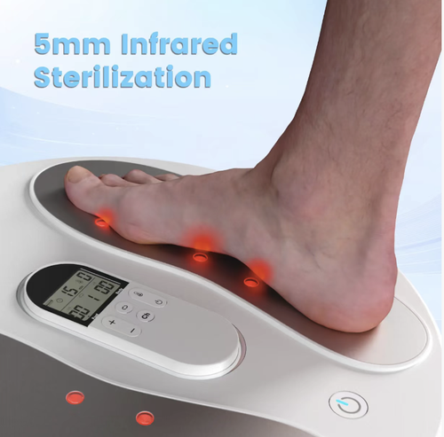 This EMS infrared heating foot and leg massager combines EMS microcurrent with three-level infrared heating dual-effect technology. It can deeply relax muscles and promote blood circulation. The metal electrodes and matching patches provide dual-zone care. The intelligent remote control operation is convenient. It is a thoughtful companion for relieving fatigue and improving coldness in hands and feet.