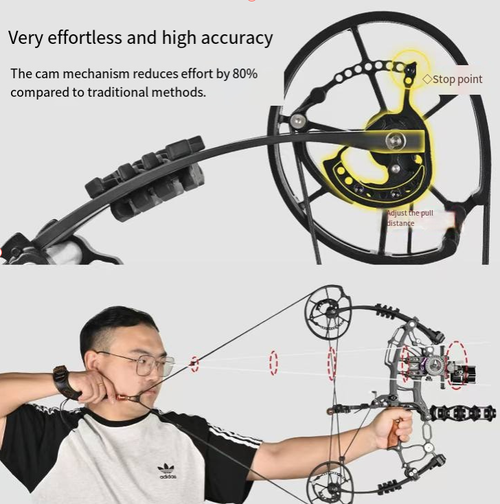 This dual-purpose composite pulley bow is made of aerospace aluminum for the bow body and an eccentric wheel system. It supports both steel balls and arrows in dual modes, providing precise and stable performance. The package includes 12 mixed carbon arrows and a complete set of accessories. It's ready to use upon opening and is suitable for outdoor hunting, competitive practice, making it an all-round outdoor archery equipment.