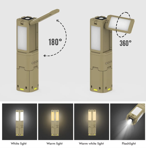 This multi-functional magnetic camping lamp is equipped with a 14000mAh large-capacity battery, supporting an extremely long 9-25 hours of continuous use and reverse charging. The three-sided foldable lamp panel supports three different lighting modes. Combined with a height-adjustable tripod and magnetic design, it is an all-round lighting companion for camping and emergencies. It makes every night bright and warm, providing protection for travel and emergencies.