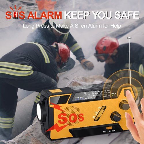 Upgraded 2000mAh Emergency Weather Radio with 4 Charging Methods (Solar Panel, Hand Crank, USB-C, AAA Battery), 3 Built-in Charging Cables (Micro USB, Lightning, USB-C), AM FM NOAA Weather Alert, Loud SOS Alarm, 3-Mode Bright LED Flashlight, Portable Power Bank Charger for Cell Phone – Ideal Survival Kit for Camping, Hiking, Hurricane, Earthquake, Flood, Tornado & All Outdoor Emergency Preparedness