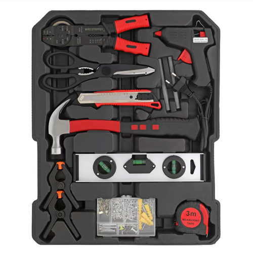 This 810-piece aluminum box handle tool set includes a variety of tools such as sockets, wrenches, screwdrivers, etc. It is made of high-carbon steel and is durable and sturdy. The multi-layer aluminum box is equipped with handle wheels for easy portability and organized storage. It is suitable for automotive maintenance, repair, and home DIY projects, making it an all-round choice for efficient repairs.