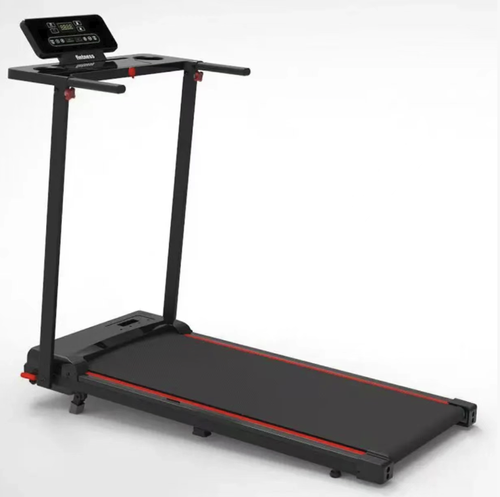 This household folding treadmill is easy to set up with just one click. When folded, it can be stored under the bed and doesn't take up much space. It is equipped with an ultra-quiet shock-absorbing motor, multiple speed settings, and a carbon steel body with a load capacity of 110KG. It comes with an LED screen and mobile wheels, and supports incline walking and stepping. It is an ideal choice for small-space fitness.
