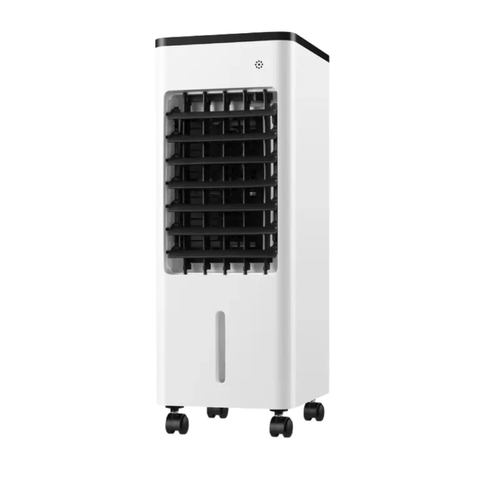 This household air conditioning fan uses water-cooling for cooling, and can quickly lower the temperature by adding water or ice crystals. It is equipped with a 10L large water tank and an easy-to-add-water design, supporting overnight power supply,  it also has built-in negative ion purification, providing fresh air. It has multiple speed settings that can be adjusted, and the bottom swivel wheels make it easy to move, making it an energy-efficient and practical choice for cooling in summer.