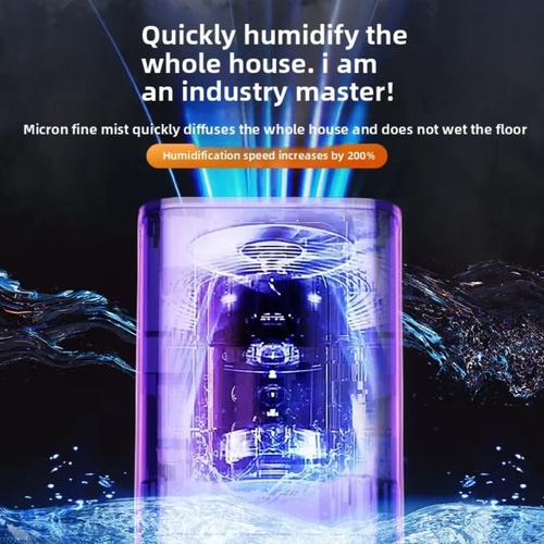 This 8L vertical humidifier is equipped with UV sterilization and medical stone filtration. It can directly use tap water and has a sterilization rate of 99.90%. With a 250ml water output per hour, it can cover approximately 120 square meters. It operates at a quiet 32dB and supports intelligent humidity control, timing, and remote control. The top design allows for effortless water filling without bending over, making it an ideal choice for whole-house health humidification.