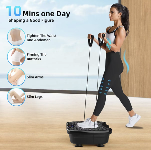 This lazy-standing fat-burning machine uses high-frequency rhythmic movements to burn fat, combined with magnetic stone massage points for relaxation and care. It has multiple adjustable settings and remote control operation. It also comes with a stretchable rope for assisting in shaping. With just 10 minutes of use per day, it can easily achieve overall firmness of the waist, abdomen, hips, legs, and arms.